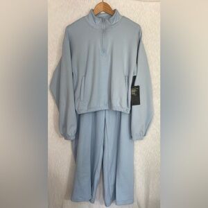 90 Degree By Reflex Women’s Sweatsuit Set Jogger Top Size M Light Blue NWT